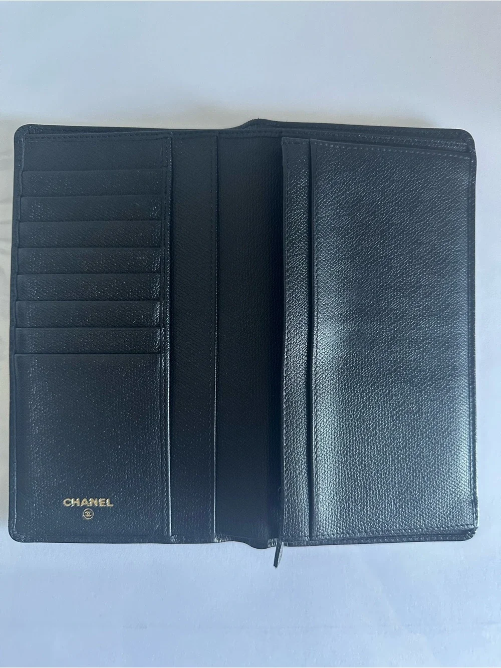 CHANEL Vintage 9-Series Black Caviar Leather CC Long Bifold Wallet